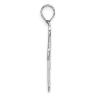 14k Polished White Gold Diamond-cut Fancy Cross Pendant-K10088W