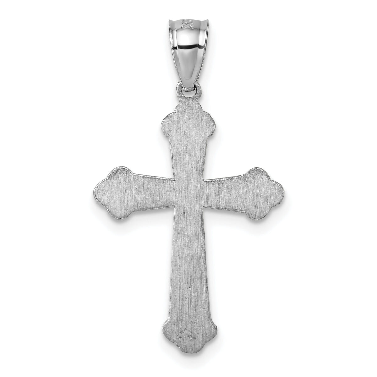 14k Polished White Gold Diamond-cut Fancy Cross Pendant-K10088W