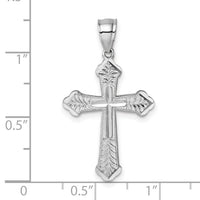 14k Polished White Gold Diamond-cut Fancy Cross Pendant-K10088W