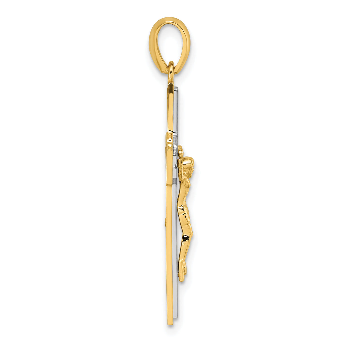 14k Two-tone Polished and Satin Crucifix With Square Cut Out Pendant-K10092