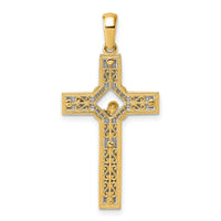 14k Two-tone Polished and Satin Crucifix With Square Cut Out Pendant-K10092