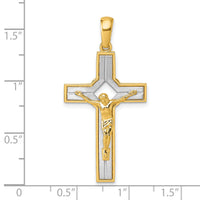 14k Two-tone Polished and Satin Crucifix With Square Cut Out Pendant-K10092