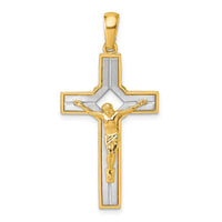 14k Two-tone Polished and Satin Crucifix With Square Cut Out Pendant-K10092