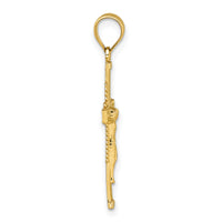 14k Polished Diamond-cut Textured Crucifix Pendant-K10093