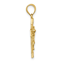 14k Polished Textured Crucifix Pendant-K10094
