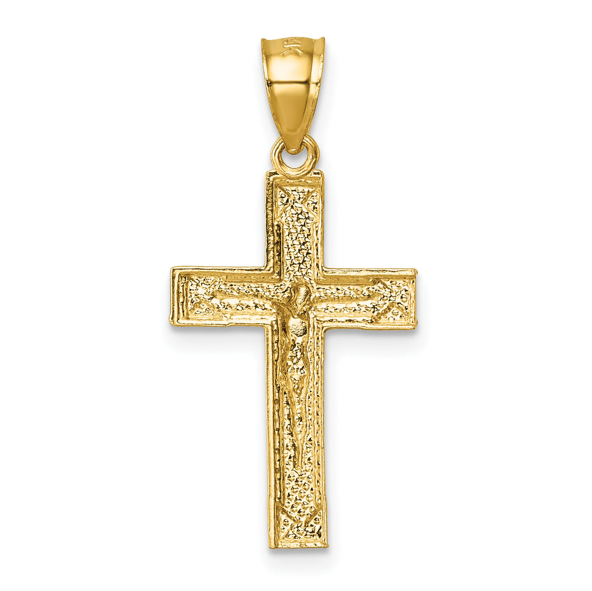 14k Polished Textured Crucifix Pendant-K10094