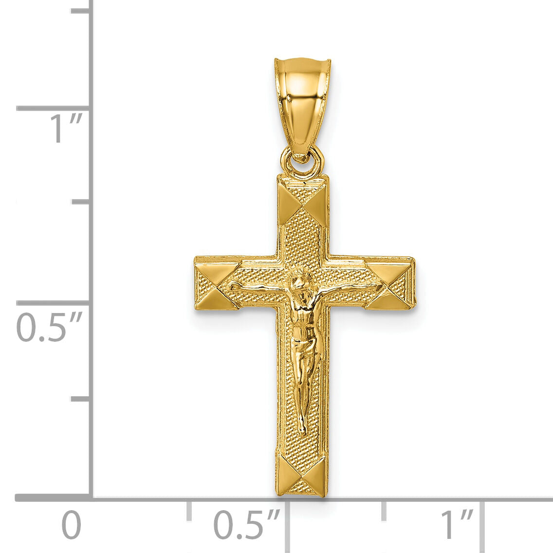 14k Polished Textured Crucifix Pendant-K10094