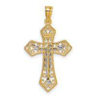 14k Two-tone Polished and Beaded Fancy Crucifix Pendant-K10097