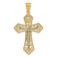 14k Two-tone Polished And Beaded Fancy Crucifix Pendant-K10098