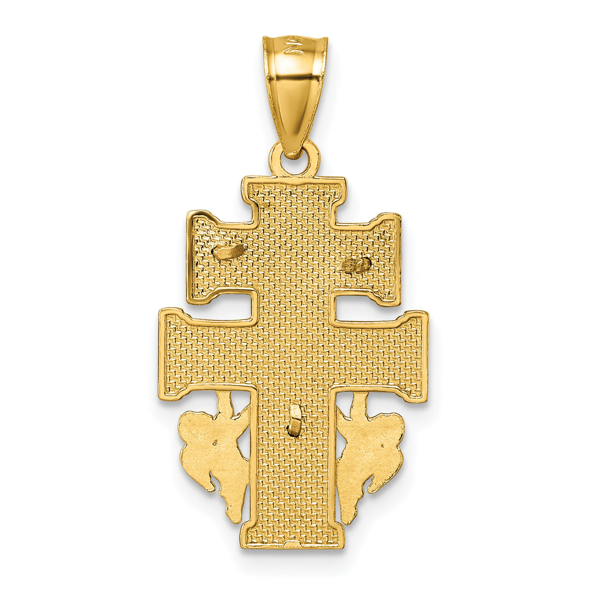 14k Polished and Textured Cara Vaca Crucifix Pendant-K10099