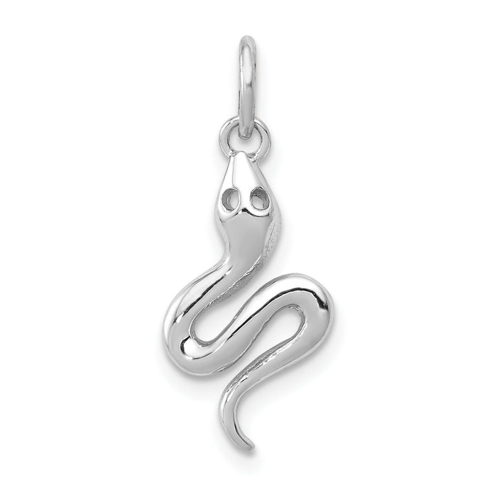 14k White Gold Solid Polished Snake Charm-K1010