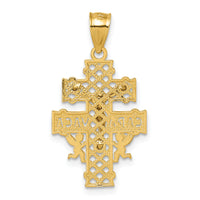 14k Polished Diamond-cut Cara Vaca Crucifix Pendant-K10100