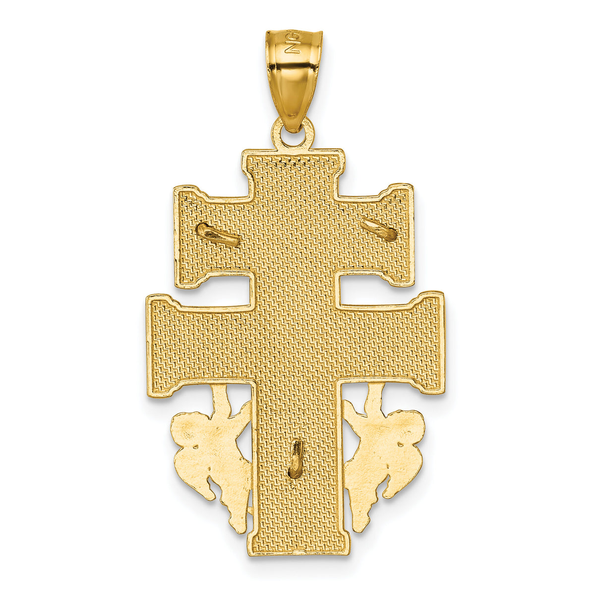 14k Polished and Textured Cara Vaca Crucifix Pendant-K10101