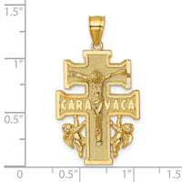 14k Polished and Textured Cara Vaca Crucifix Pendant-K10101