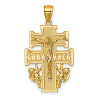 14k Polished and Textured Cara Vaca Crucifix Pendant-K10101