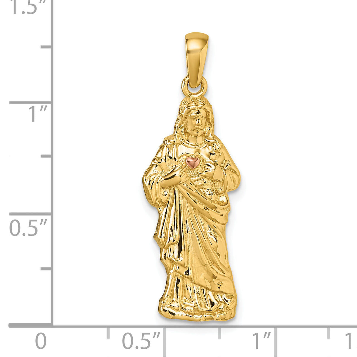 14k with Rose-tone Polished Sacred Heart of Jesus Pendant-K10102