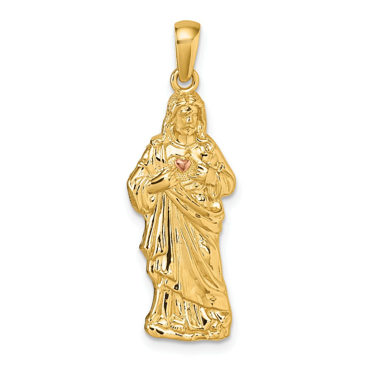 14k with Rose-tone Polished Sacred Heart of Jesus Pendant-K10102
