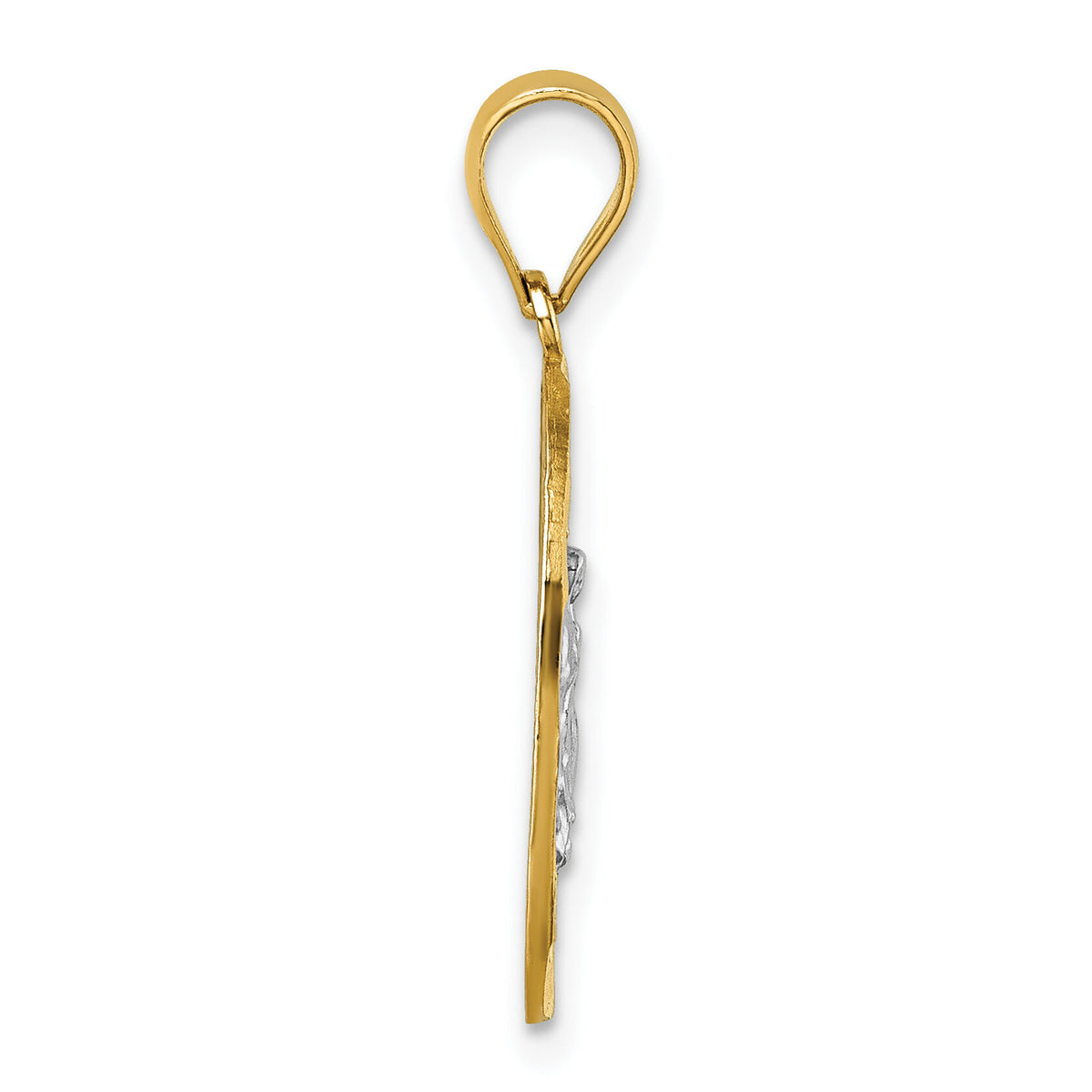 14k w/Rhodium Polished and Diamond-cut Guadalupe Pendant-K10103