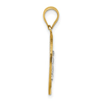 14k w/Rhodium Polished and Diamond-cut Guadalupe Pendant-K10103