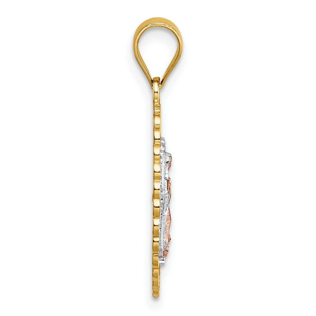 14k Two-tone with White Rhodium Polished Guadalupe Pendant-K10104