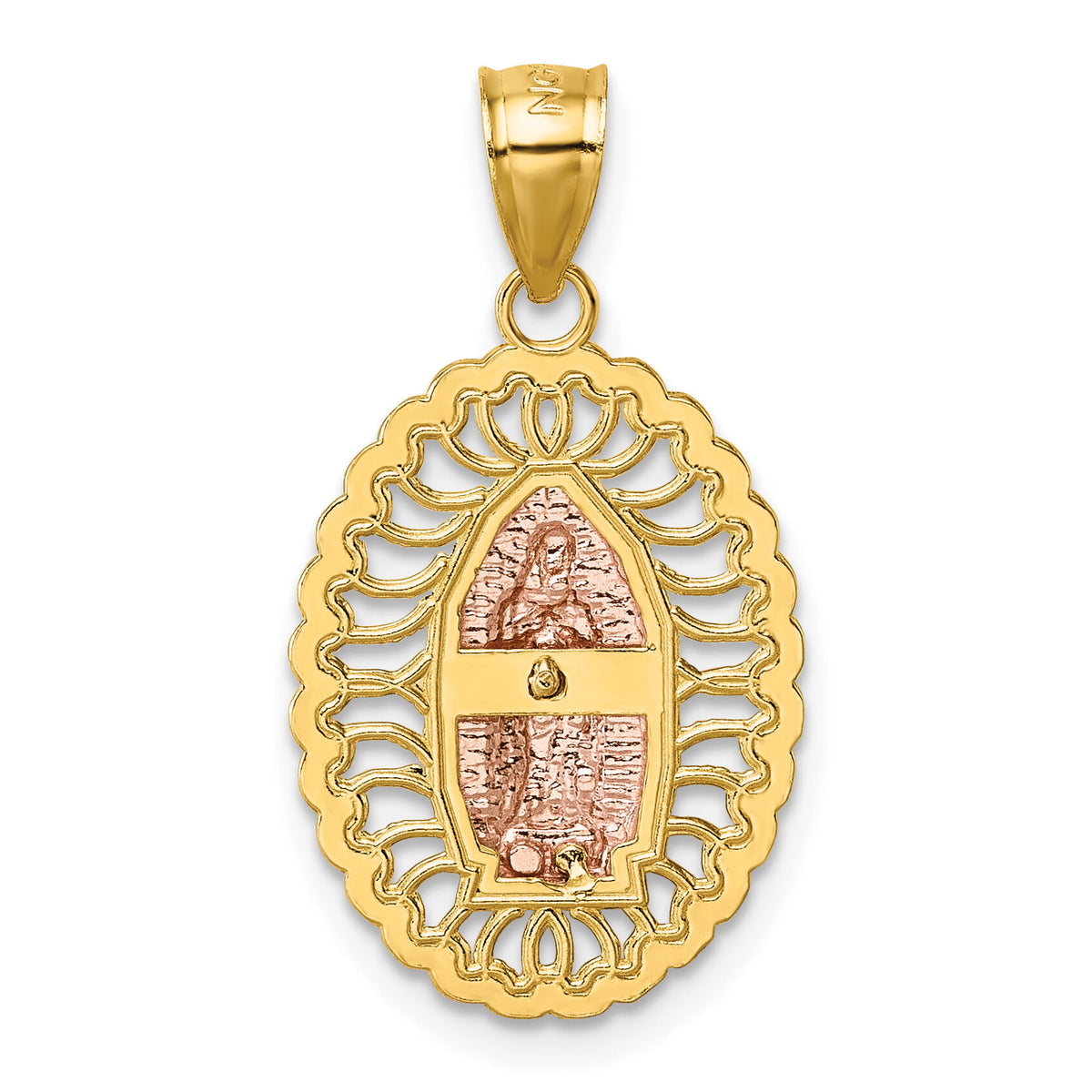 14k Two-tone with White Rhodium Polished Guadalupe Pendant-K10104