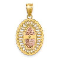 14k Two-tone with White Rhodium Polished Guadalupe Pendant-K10104