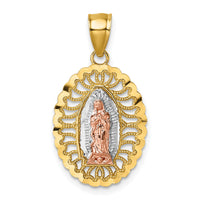 14k Two-tone with White Rhodium Polished Guadalupe Pendant-K10104