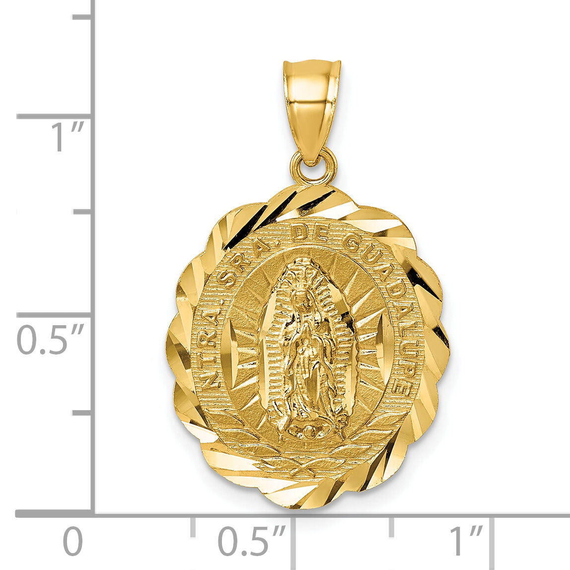 14k Polished D/C Spanish Version Lady of Guadalupe Pendant-K10105