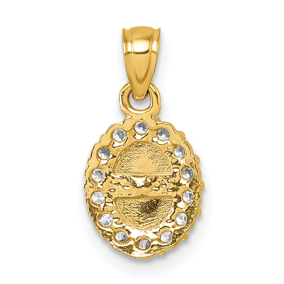 14k Polished CZ Oval Our Lady of Guadalupe Pendant-K10107