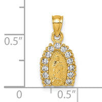 14k Polished CZ Our Lady of Guadalupe Pendant-K10108