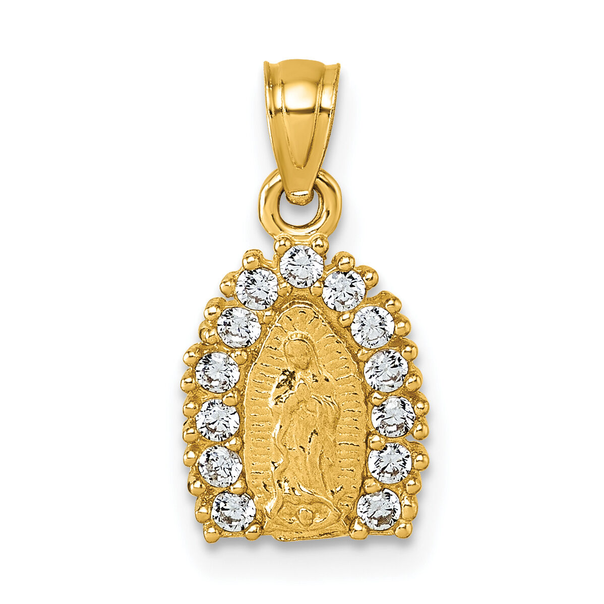 14k Polished CZ Our Lady of Guadalupe Pendant-K10108