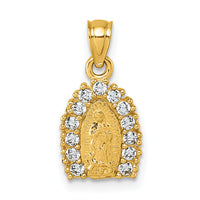 14k Polished CZ Our Lady of Guadalupe Pendant-K10108