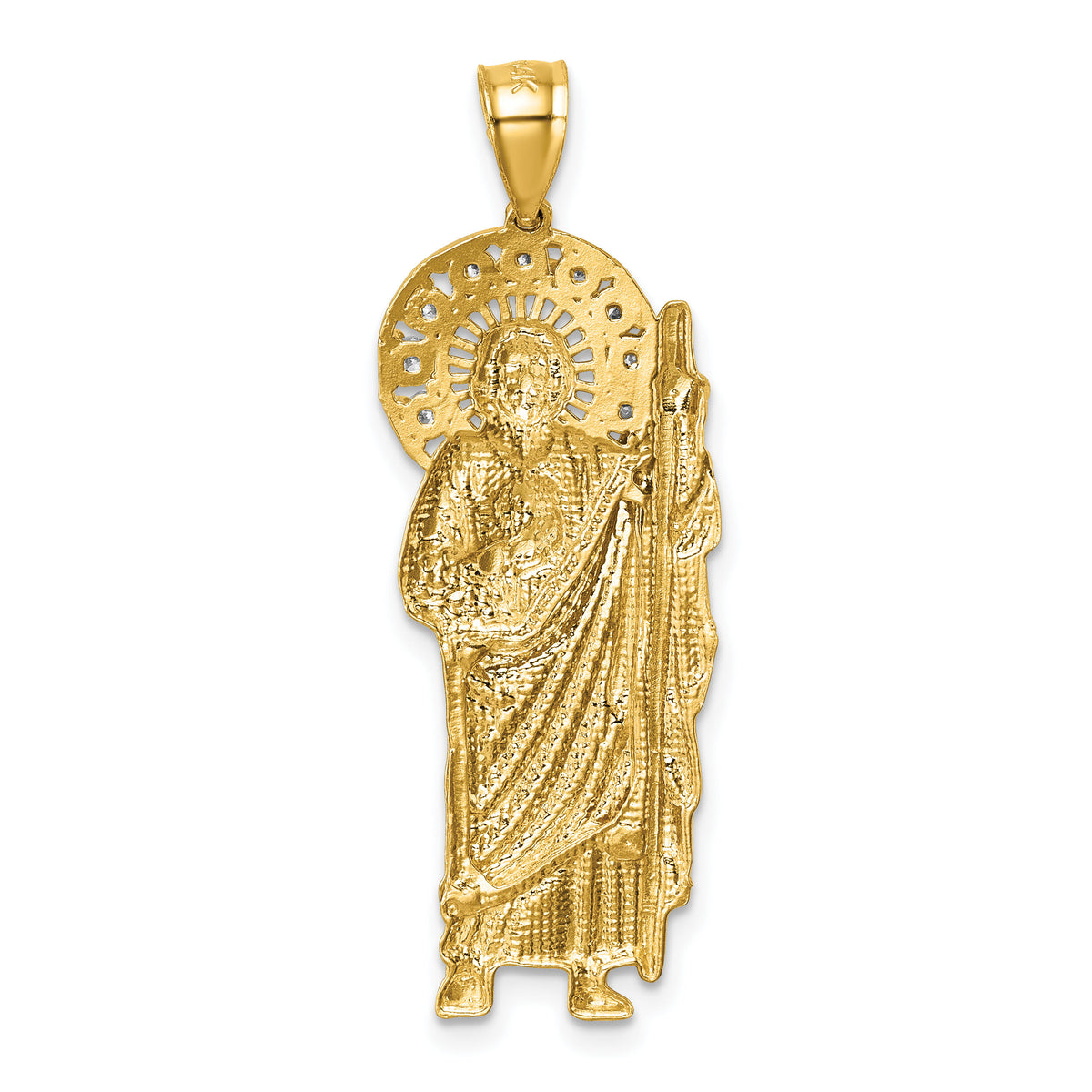 14k Polished CZ St. Jude Pendant-K10109