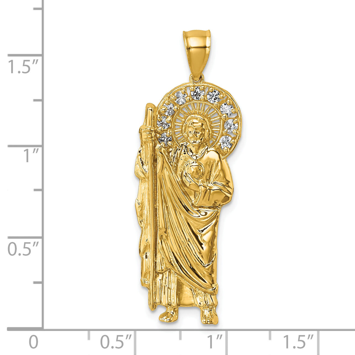 14k Polished CZ St. Jude Pendant-K10109