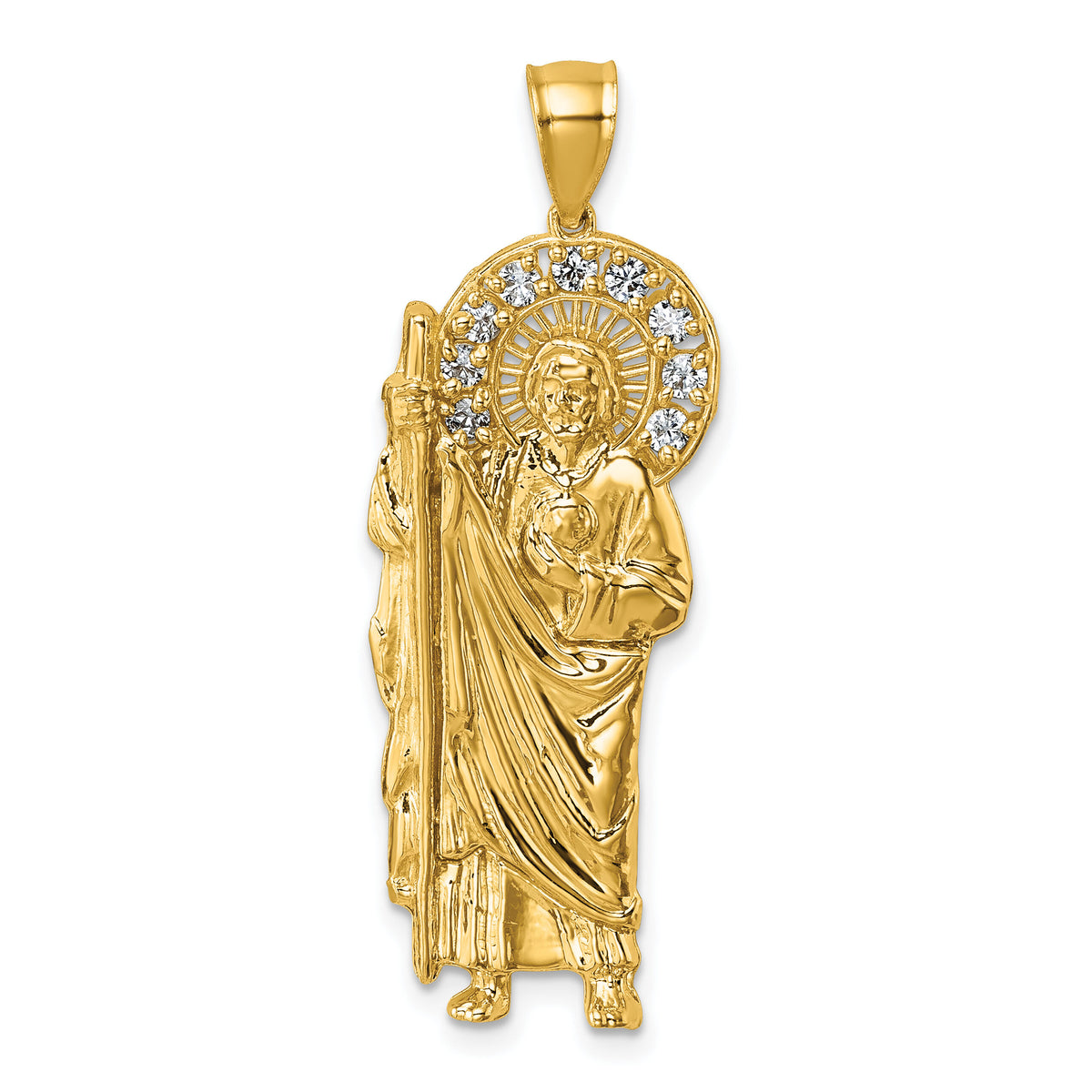 14k Polished CZ St. Jude Pendant-K10109