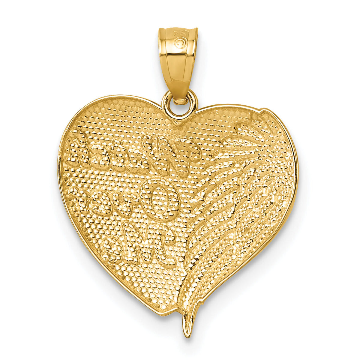 14k w/RH Polished / Dia-cut Heart With Wing   Watch Over Me   Pendant-K10110