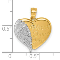 14k w/RH Polished / Dia-cut Heart With Wing   Watch Over Me   Pendant-K10110