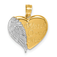 14k w/RH Polished / Dia-cut Heart With Wing   Watch Over Me   Pendant-K10110