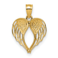 14k Polished and D/C Wings In Heart Shape Pendant-K10111