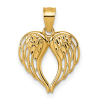 14k Polished and D/C Wings In Heart Shape Pendant-K10111