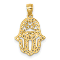 14k Polished CZ Hamsa Pendant-K10117