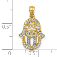14k Polished CZ Hamsa Pendant-K10117