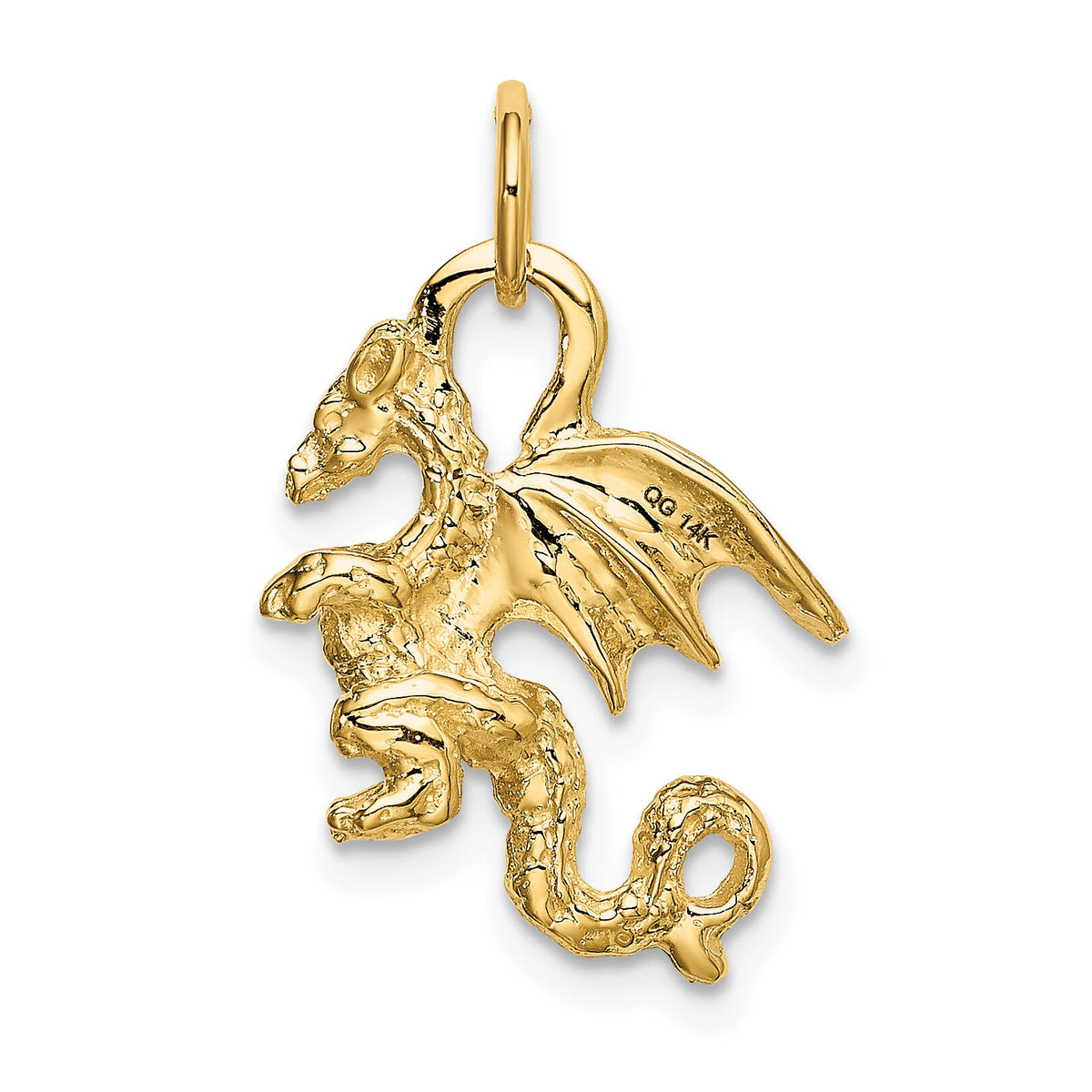 14k Solid Polished 3-D Dragon Charm-K1012