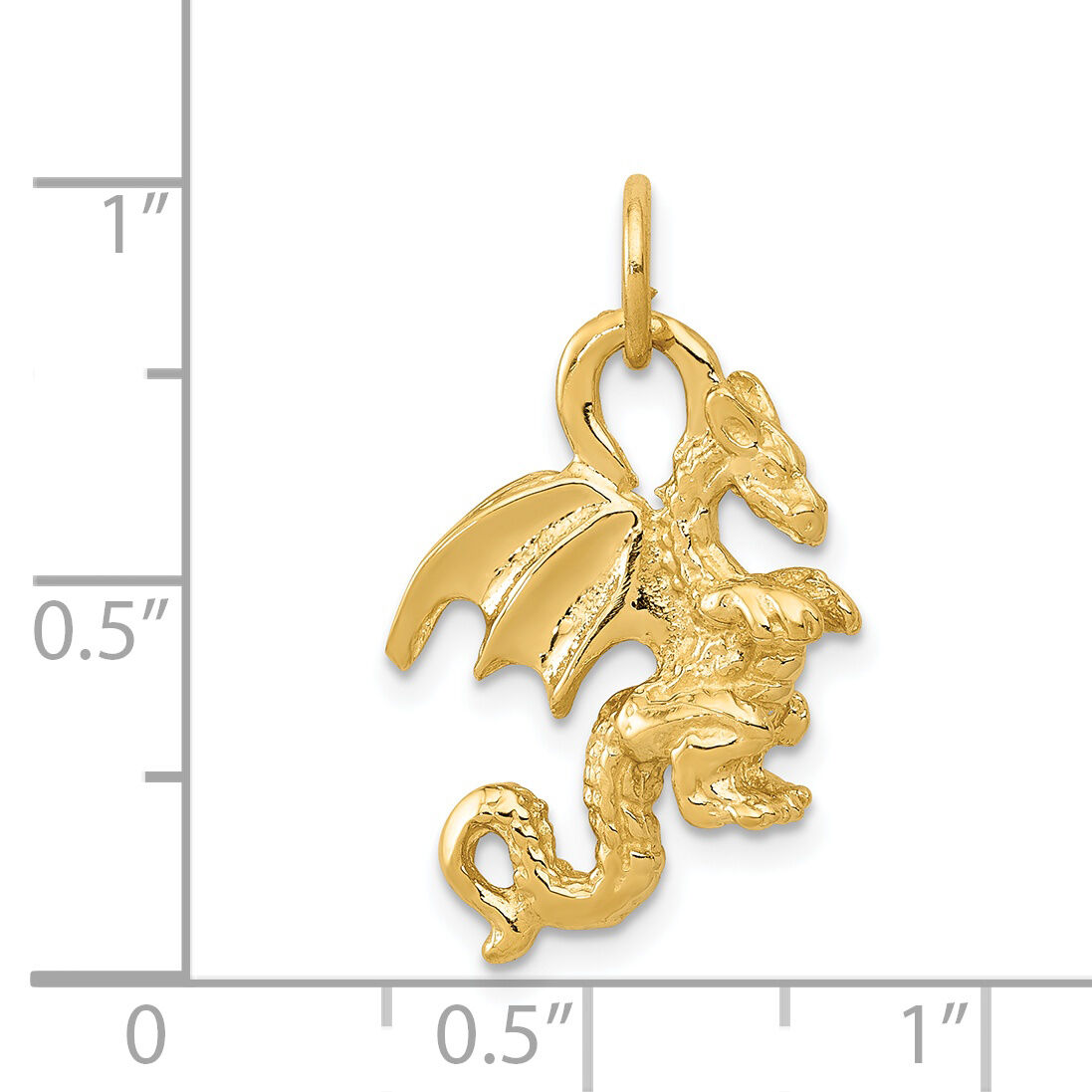 14k Solid Polished 3-D Dragon Charm-K1012