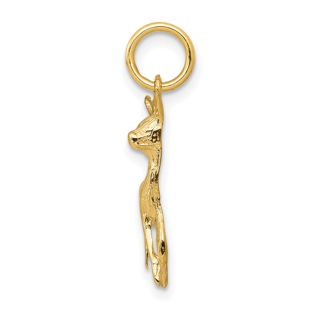 14k Polished Open-Backed Deer Charm-K1019