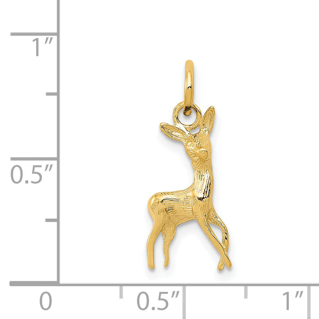 14k Polished Open-Backed Deer Charm-K1019