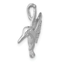14k White Gold Polished Open-Backed Hummingbird Chain Slide-K1030