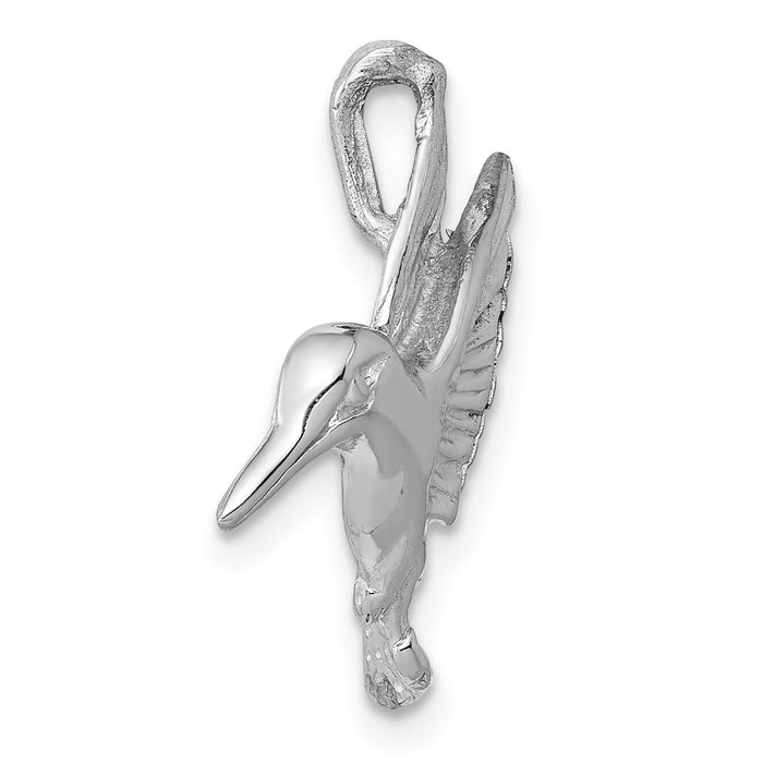 14k White Gold Polished Open-Backed Hummingbird Chain Slide-K1030