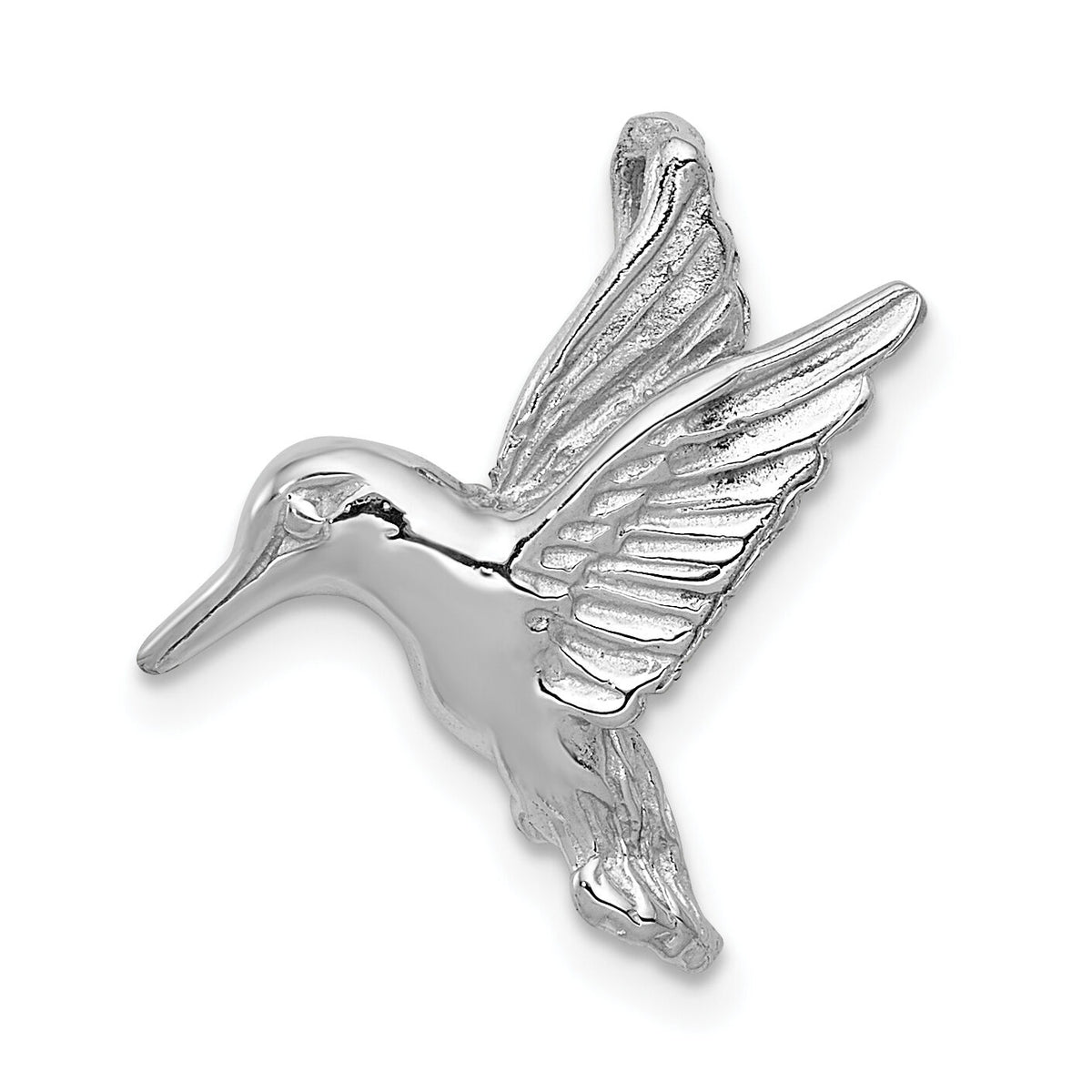 14k White Gold Polished Open-Backed Hummingbird Chain Slide-K1030