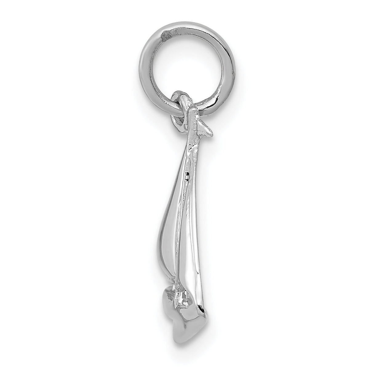 14K White Gold Solid Polished 3-D Sailboat Charm-K1051